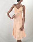 40s Vintage Full Slip Lace Trim Women's Medium Peach Rayon VFG