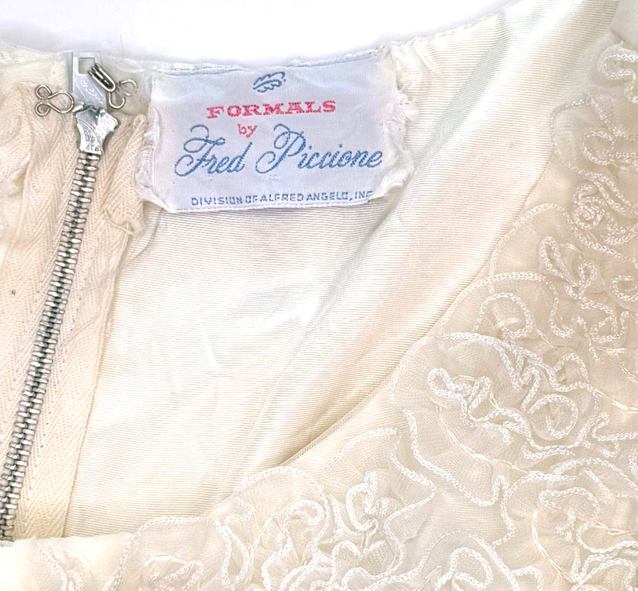 Vintage 60s Modest Organza Formal Gown Prom Dress XS Piccione Alfred Angelo VFG