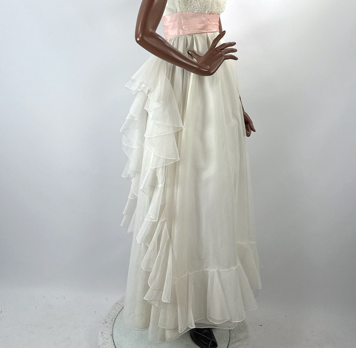 Vintage 60s Modest Organza Formal Gown Prom Dress XS Piccione Alfred Angelo VFG