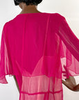 Hot Pink 20s Dress Vintage Chiffon & Cut Velvet Art Deco VFG