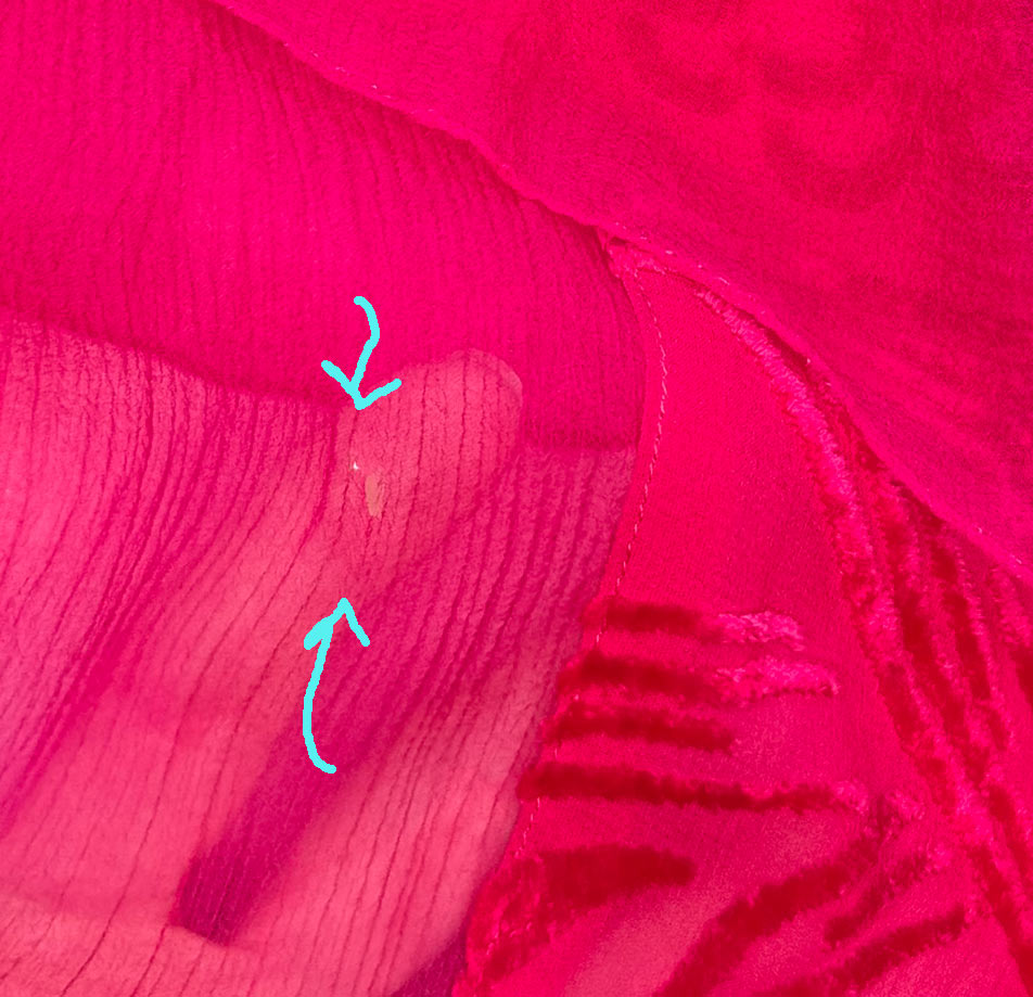 Hot Pink 20s Dress Vintage Chiffon &amp; Cut Velvet Art Deco VFG