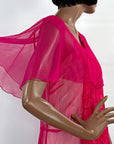 Hot Pink 20s Dress Vintage Chiffon & Cut Velvet Art Deco VFG