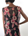 20s Vintage Chiffon Dress & Jacket Set Art Deco Floral Print VFG