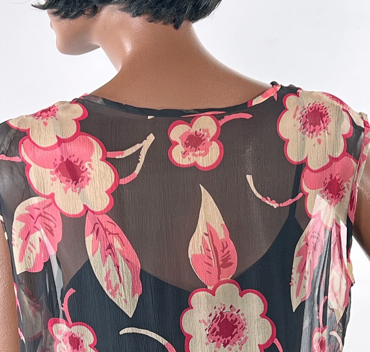 20s Vintage Chiffon Dress &amp; Jacket Set Art Deco Floral Print VFG