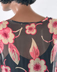 20s Vintage Chiffon Dress & Jacket Set Art Deco Floral Print VFG