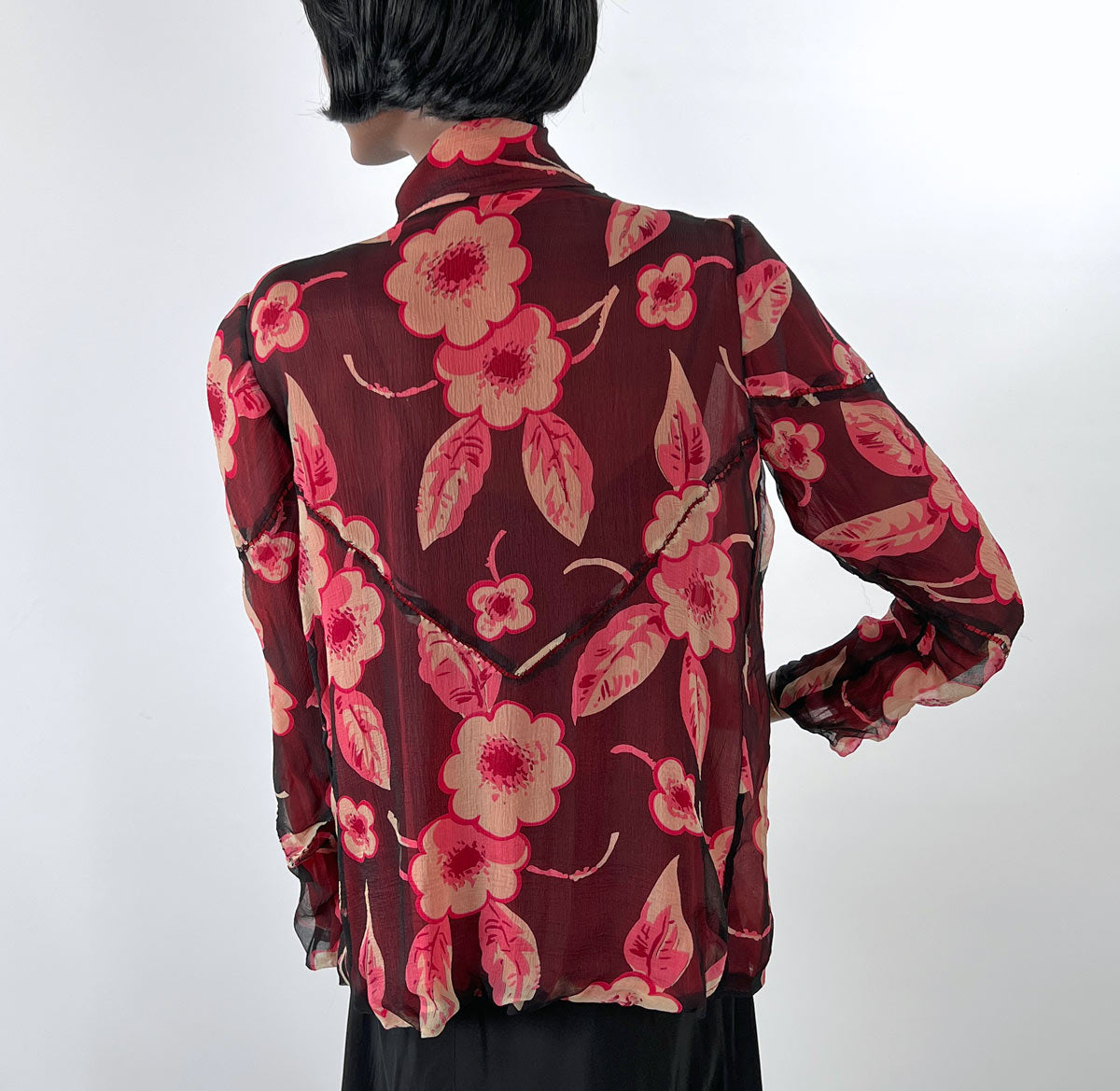 20s Vintage Chiffon Dress &amp; Jacket Set Art Deco Floral Print VFG