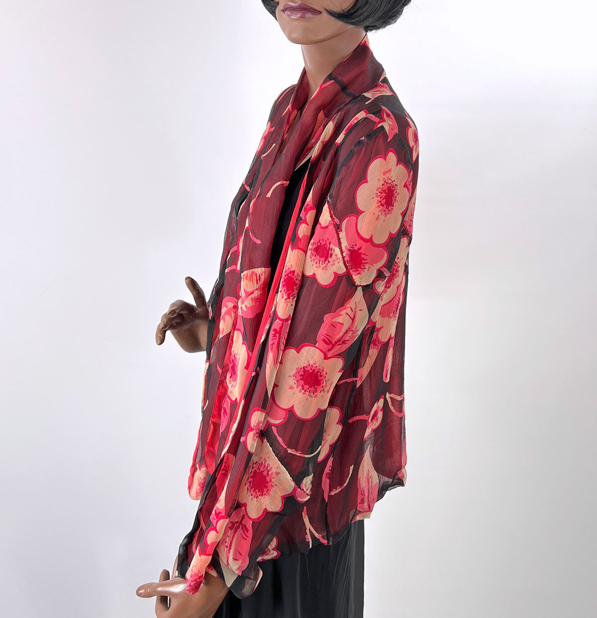 20s Vintage Chiffon Dress &amp; Jacket Set Art Deco Floral Print VFG