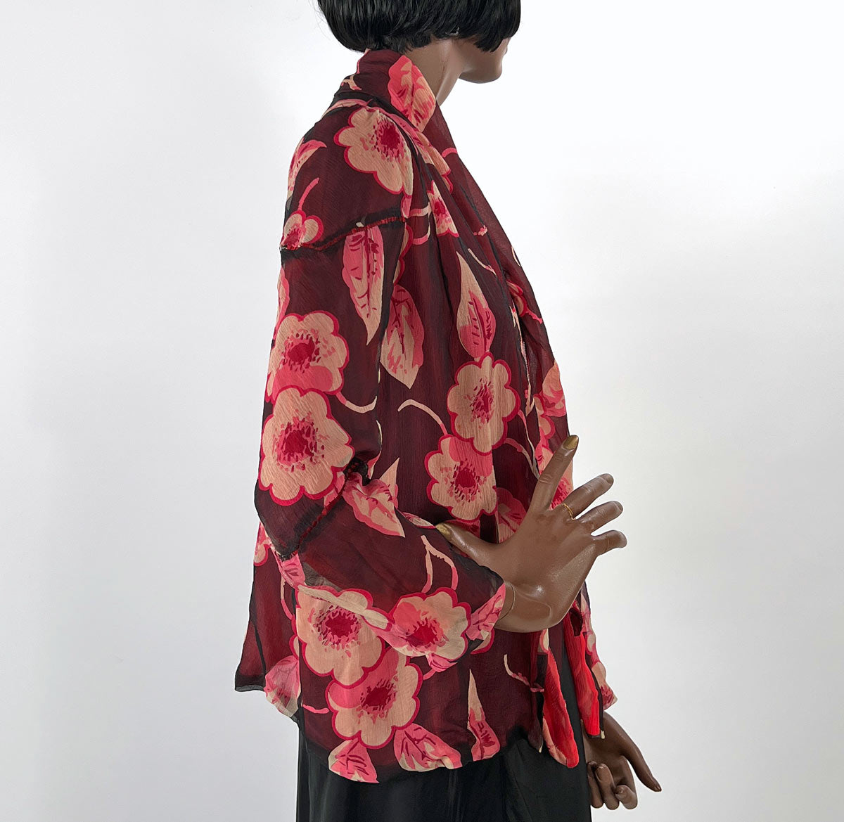 20s Vintage Chiffon Dress &amp; Jacket Set Art Deco Floral Print VFG