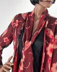 20s Vintage Chiffon Dress & Jacket Set Art Deco Floral Print VFG