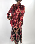 20s Vintage Chiffon Dress & Jacket Set Art Deco Floral Print VFG