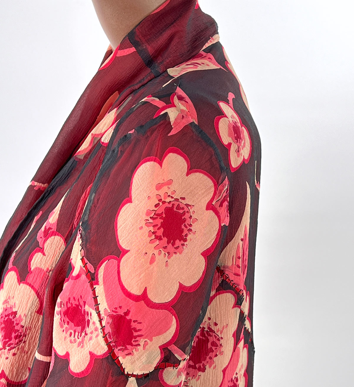 20s Vintage Chiffon Dress &amp; Jacket Set Art Deco Floral Print VFG