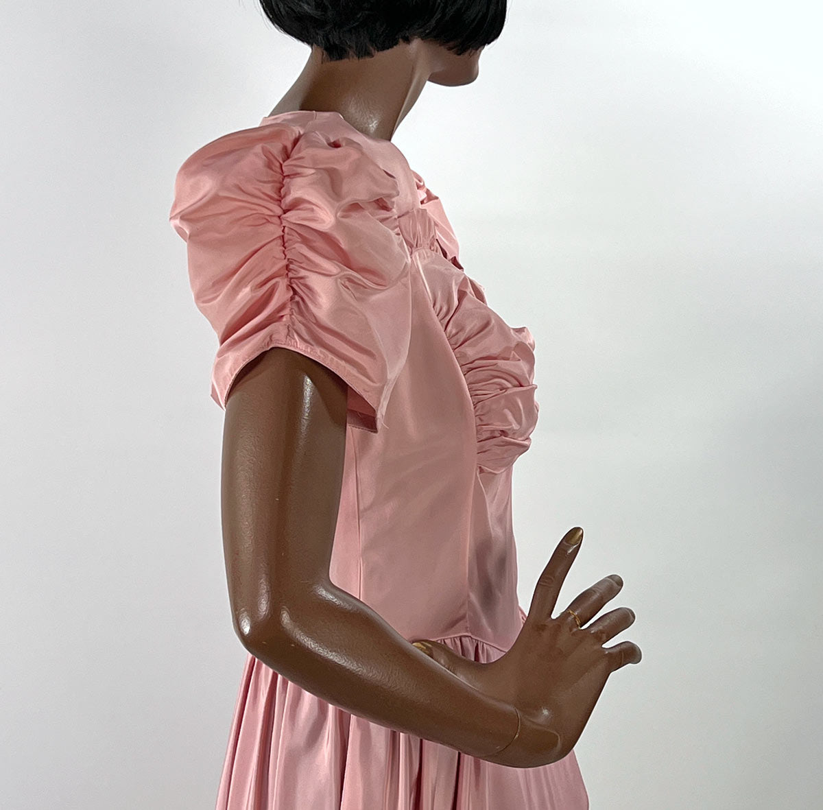 pink 40s dress Adaline Dress; 1940's Vintage Pink Party Dress, Strapless, With Lace Bodice, and Full Skirt