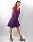 60s Mini Dress Mod Scooter Girl Purple Drop Waist Umbrella Pleated Skirt Women's Small VFG