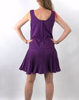 60s Mini Dress Mod Scooter Girl Purple Drop Waist Umbrella Pleated Skirt Women's Small VFG