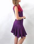 60s Mini Dress Mod Scooter Girl Purple Drop Waist Umbrella Pleated Skirt Women's Small VFG