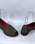 40s/50s Satin Wedge Peeptoe Slippers Vintage Quilted VFG