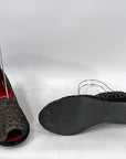 40s/50s Satin Wedge Peeptoe Slippers Vintage Quilted VFG