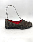 40s/50s Satin Wedge Peeptoe Slippers Vintage Quilted VFG