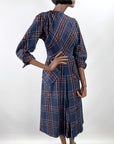 50s Vintage Day Dress Novelty Plaid Diagonal 60s Jewel Tones Small R&K Originals VFG
