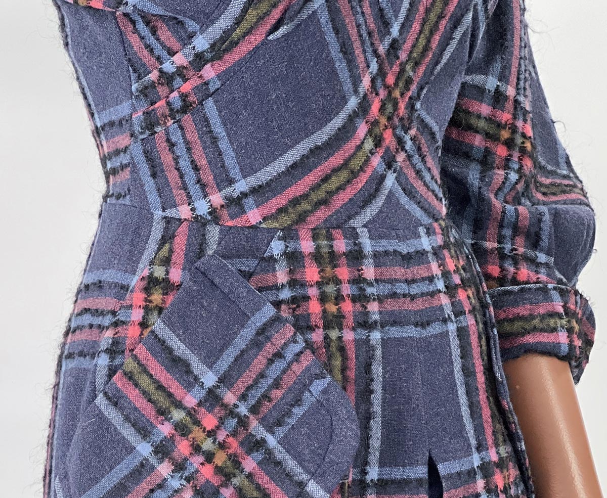 50s Vintage Day Dress Novelty Plaid Diagonal 60s Jewel Tones Small R&amp;K Originals VFG