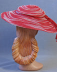 30s Vintage Platter Sun Hat Wide Brim Red & White Summer 40s Garden Party Hat VFG