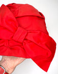 Vintage 60s Red Cloche Hat 20s Flapper Style Satin Bow VFG