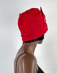 Vintage 60s Red Cloche Hat 20s Flapper Style Satin Bow VFG
