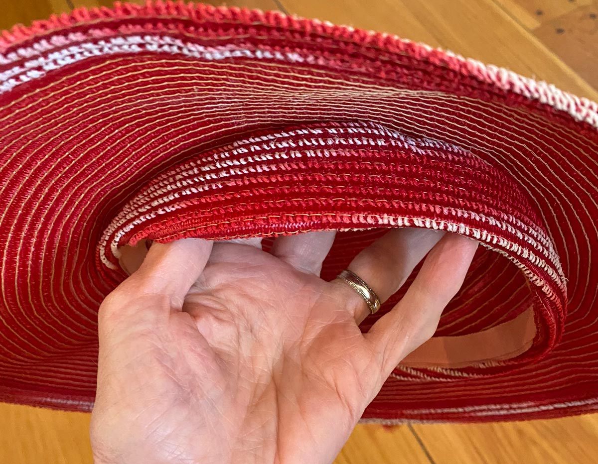 30s Vintage Platter Sun Hat Wide Brim Red &amp; White Summer 40s Garden Party Hat VFG