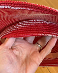 30s Vintage Platter Sun Hat Wide Brim Red & White Summer 40s Garden Party Hat VFG