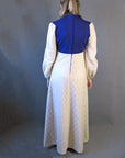 Women's 70s Dress Boho Bridgerton Cottagecore Gown Lace & Purple Vintage SCA Extra Small to Small VFG