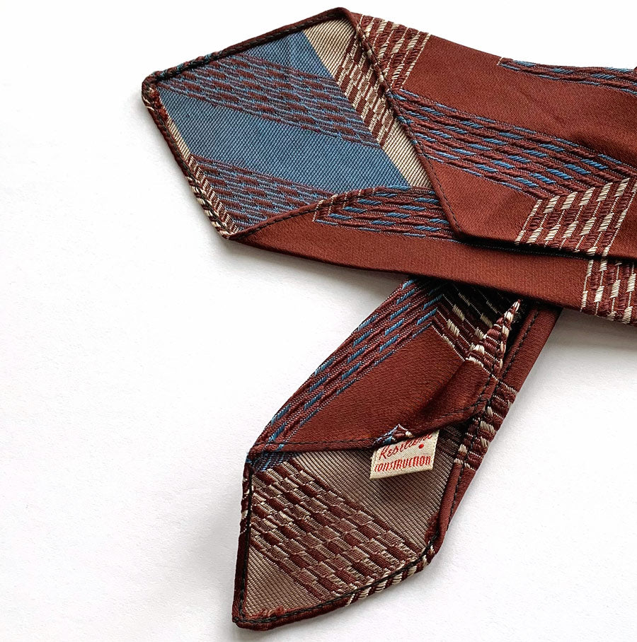 30s Vintage Necktie Geometric Brocade Resilient Construction VFG