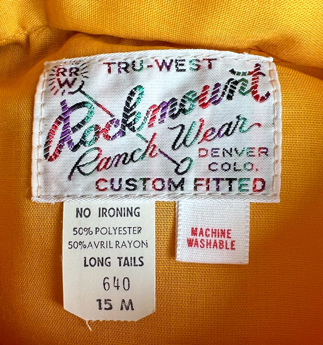 Deadstock 70s Western Cowboy Shirt Vintage Stop Sign Yellow Diamond Snaps 15M Rockmount VFG