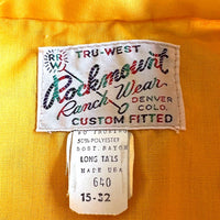 70s Vintage Western Cowboy Shirt Stop Sign Yellow Diamond Snaps Men's Medium New Old Stock Rockmount VFG