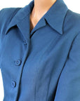 40s Vintage Gab Jacket Fit and Flare Navy Blue Medium Rollman's VFG