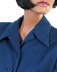 40s Vintage Gab Jacket Fit and Flare Navy Blue Medium Rollman's VFG