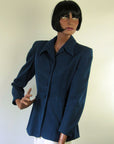 40s Vintage Gab Jacket Fit and Flare Navy Blue Medium Rollman's VFG