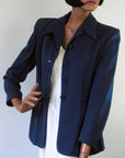 40s Vintage Gab Jacket Fit and Flare Navy Blue Medium Rollman's VFG
