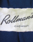 40s Vintage Gab Jacket Fit and Flare Navy Blue Medium Rollman's VFG