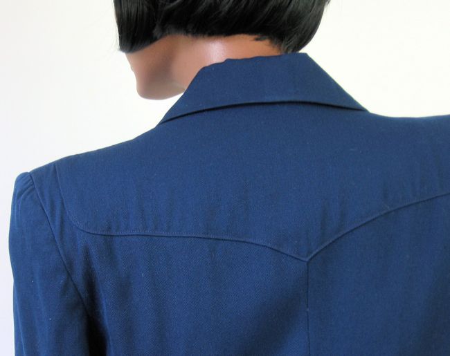40s Vintage Gab Jacket Fit and Flare Navy Blue Medium Rollman's VFG