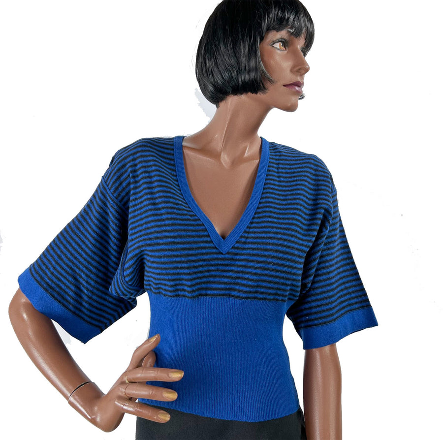 80s Striped Sweater Vintage Cropped Women's Pullover Medium Sonia Rykiel Italian VFG