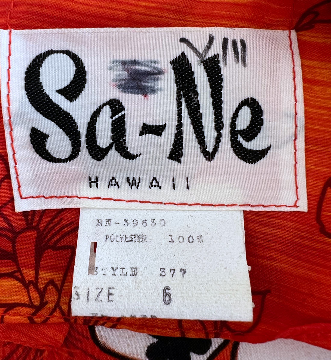 60s Maxi Dress Hawaiian Print Hibiscus Orange XS Sa-Ne Hawaii VFG