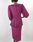 80s 90s Purple Peplum Vintage Dress 20s Middy Sailor Inspired Medium Sabino VFG