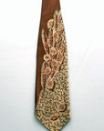 40s Necktie Brown & Cream Vintage Autumn Wheat Spidery Floral Print VFG Selected Fabrics Resilient Construction