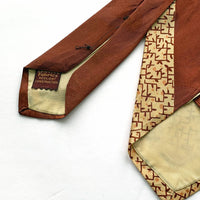 40s Necktie Brown & Cream Vintage Autumn Wheat Spidery Floral Print Jacquard VFG Selected Fabrics Resilient Construction