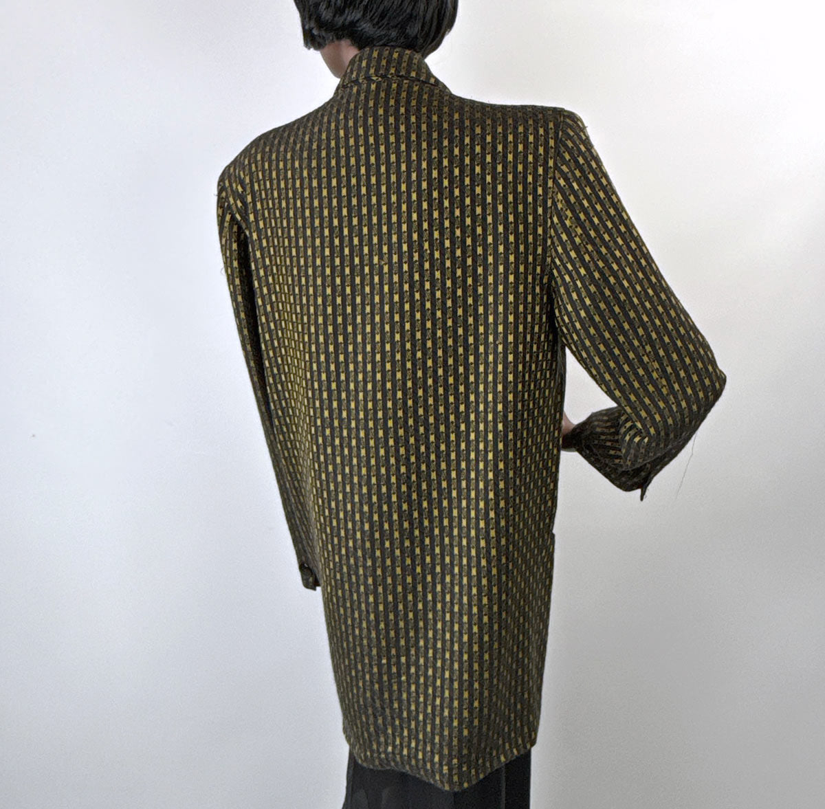 80s 90s Oversized Vintage Women's Blazer Jacket Gold &amp; Black Jacquard Big Suit Spitalnick VFG