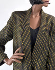 80s 90s Oversized Vintage Women's Blazer Jacket Gold & Black Jacquard Big Suit Spitalnick VFG