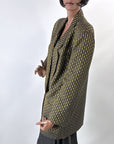 80s 90s Oversized Vintage Women's Blazer Jacket Gold & Black Jacquard Big Suit Spitalnick VFG