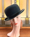 30s Vintage Stetson Hat Classic Bowler Black 7 1/4 Large Men's Women's VFG