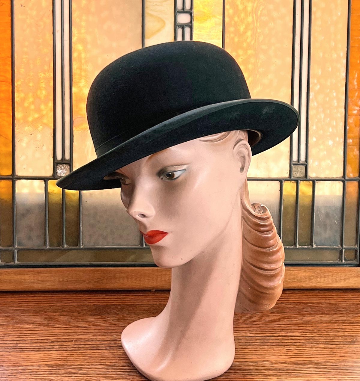 30s Vintage Stetson Hat Classic Bowler Black 7 1 4 Large Men s Women s Mags Rags