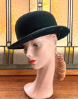 30s Vintage Stetson Hat Classic Bowler Black 7 1/4 Large Men's Women's VFG